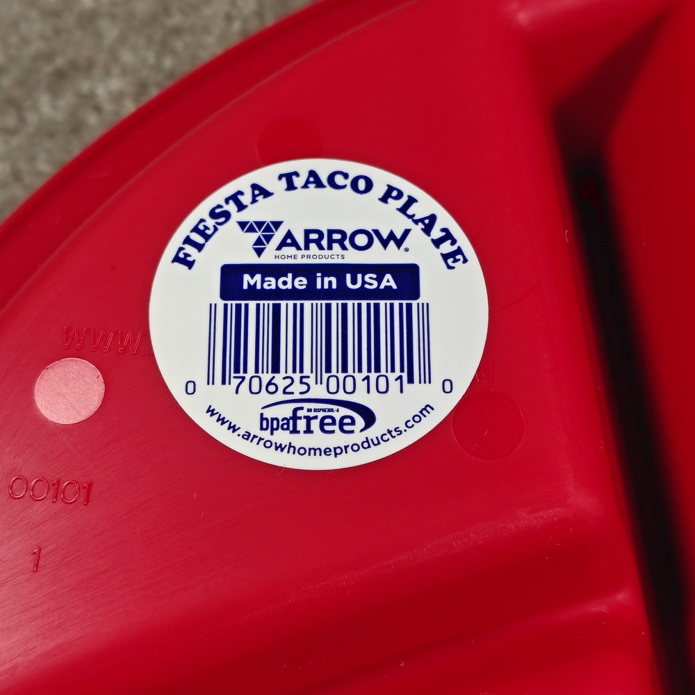 Arrow Fiesta Taco Plate Red 4 Piece Set Divided Serving Trays Southwestern OS - Picture 2 of 9